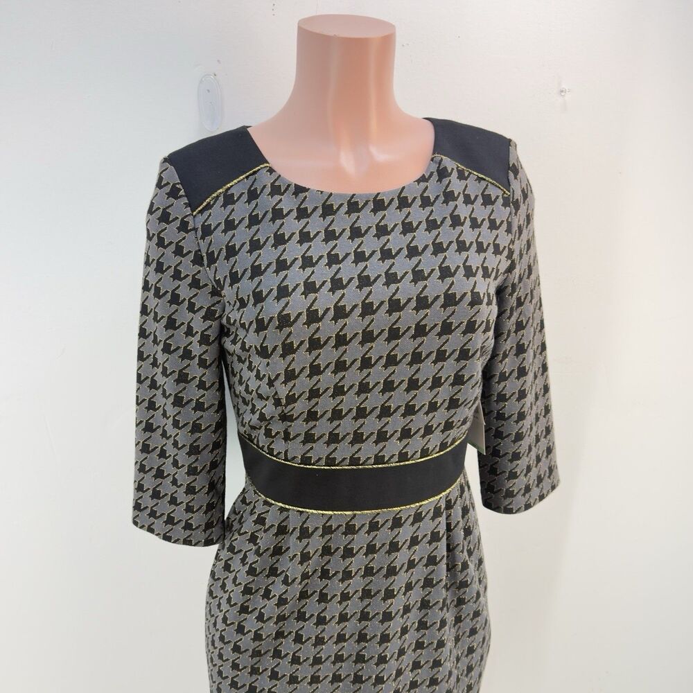 MEW -VTG 80s 90s Leslie Fay Women  Dress Size 8 Black Gold - Picture 5 of 16